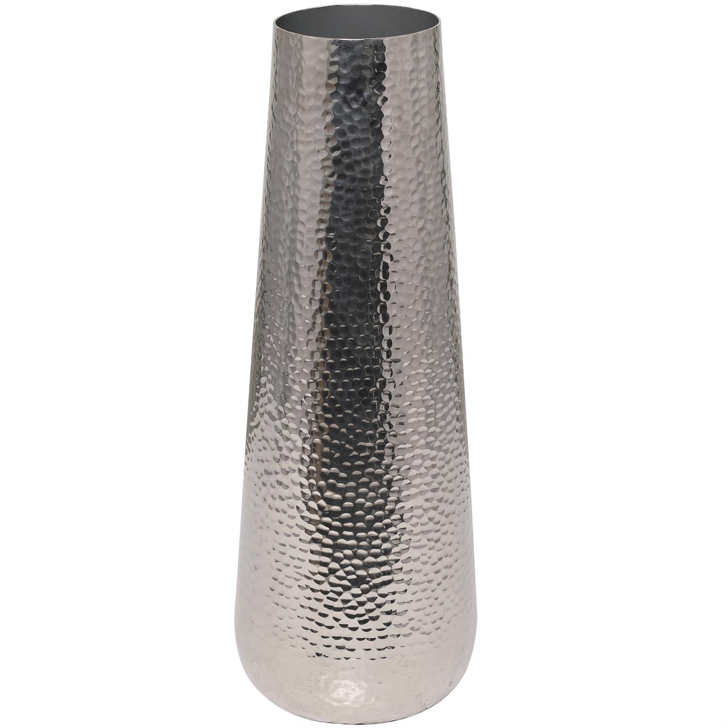 Jarron Piso Alum Silver Martillado 9"W, 25"H