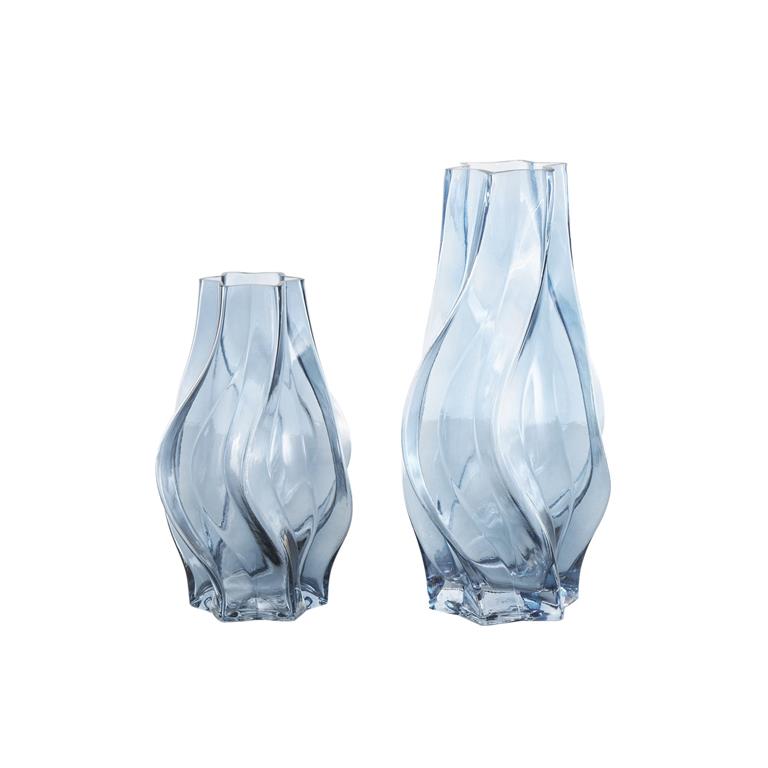FLOREROS 2PZ VIDRIO AZUL 13", 9"H