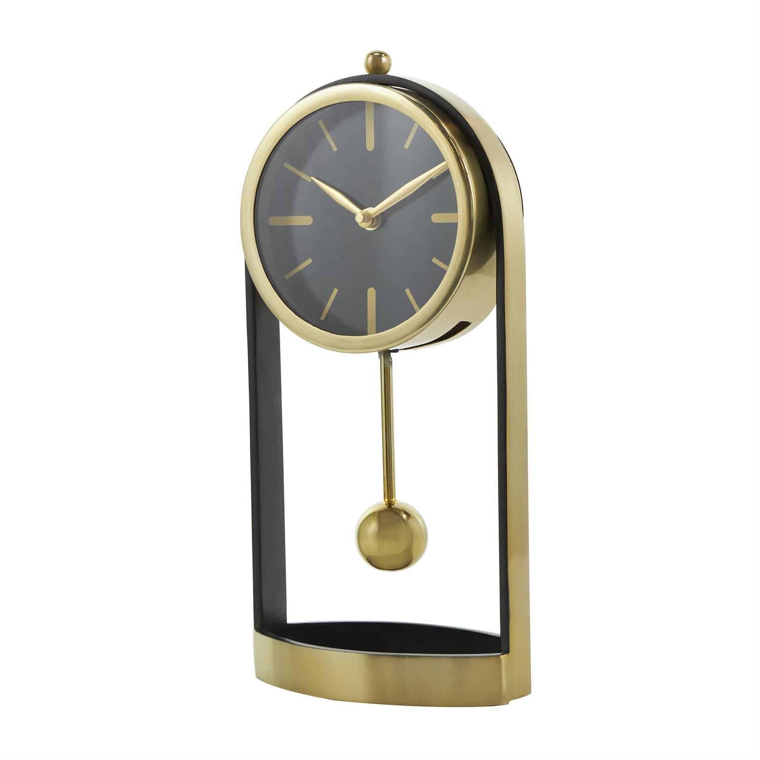 Gold Aluminum Metal Tall Clock with Swinging Ball Pendulum