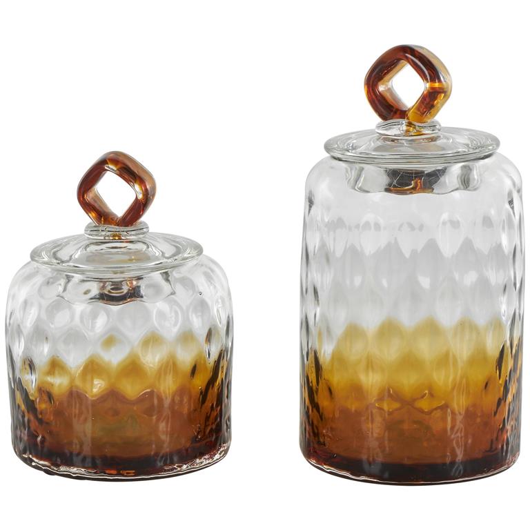 Orange Glass Ombre Jars 2pz