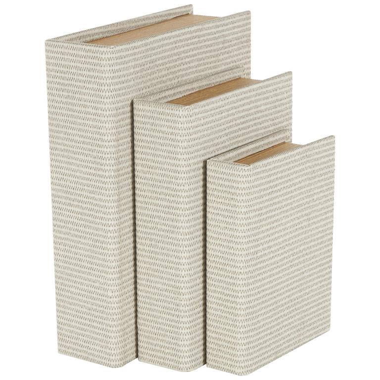 Cream Faux Leather Book Shaped Box Set of 3