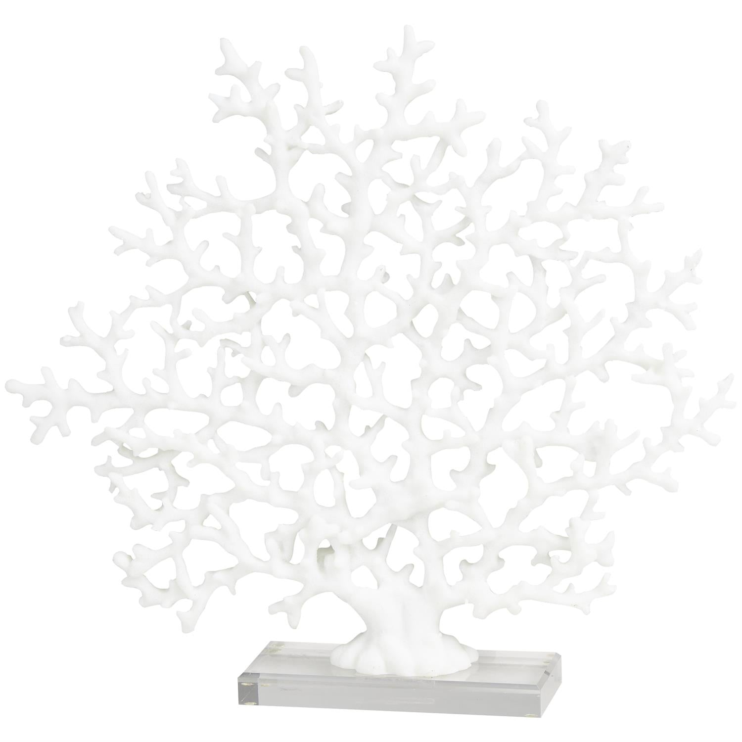 White Resin Coral Sculpture with Clear Resin Base