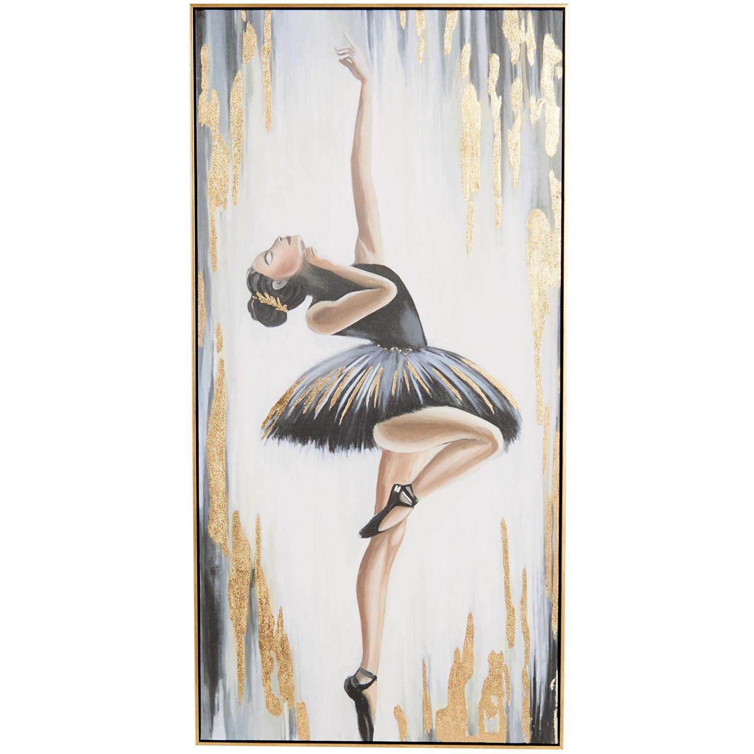 Gold Polystone Dancer Ballet Framed Wall Art