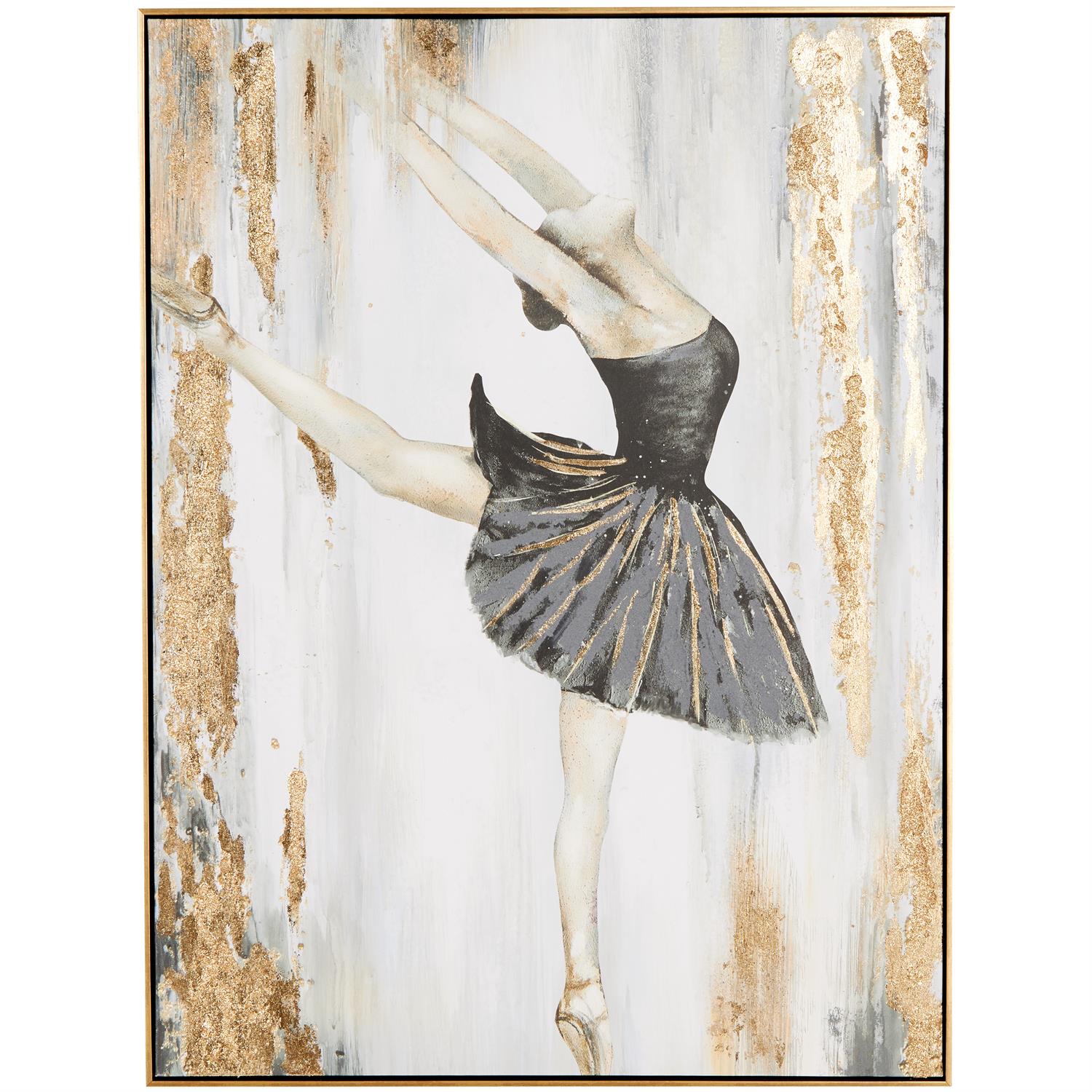 Gold Polystone Dancer Ballet Framed Wall Art 30" X 47"