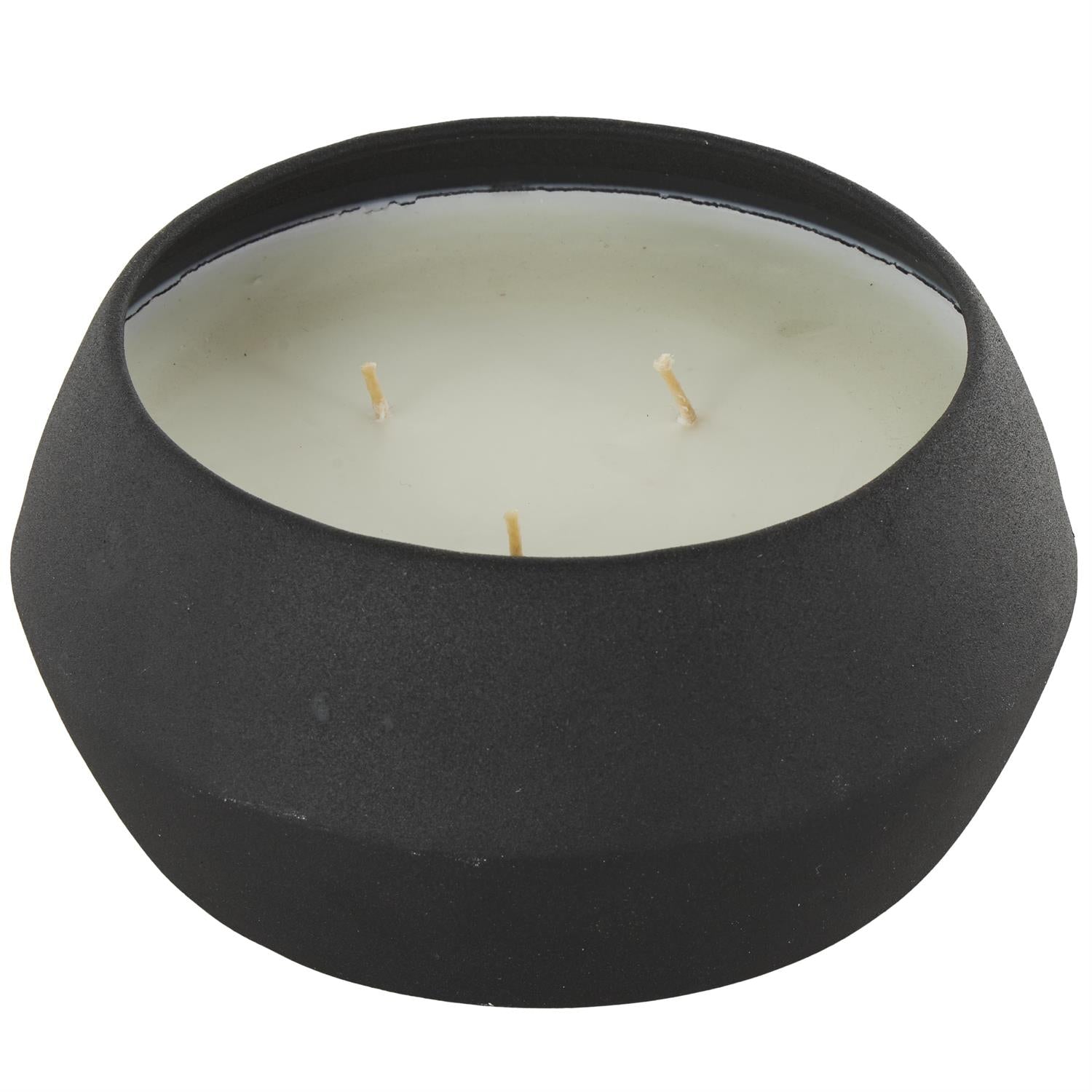 Vela 30 Oz 3 pavilos Mtl Negro Creamy Vanilla Swirl 6" x 3"