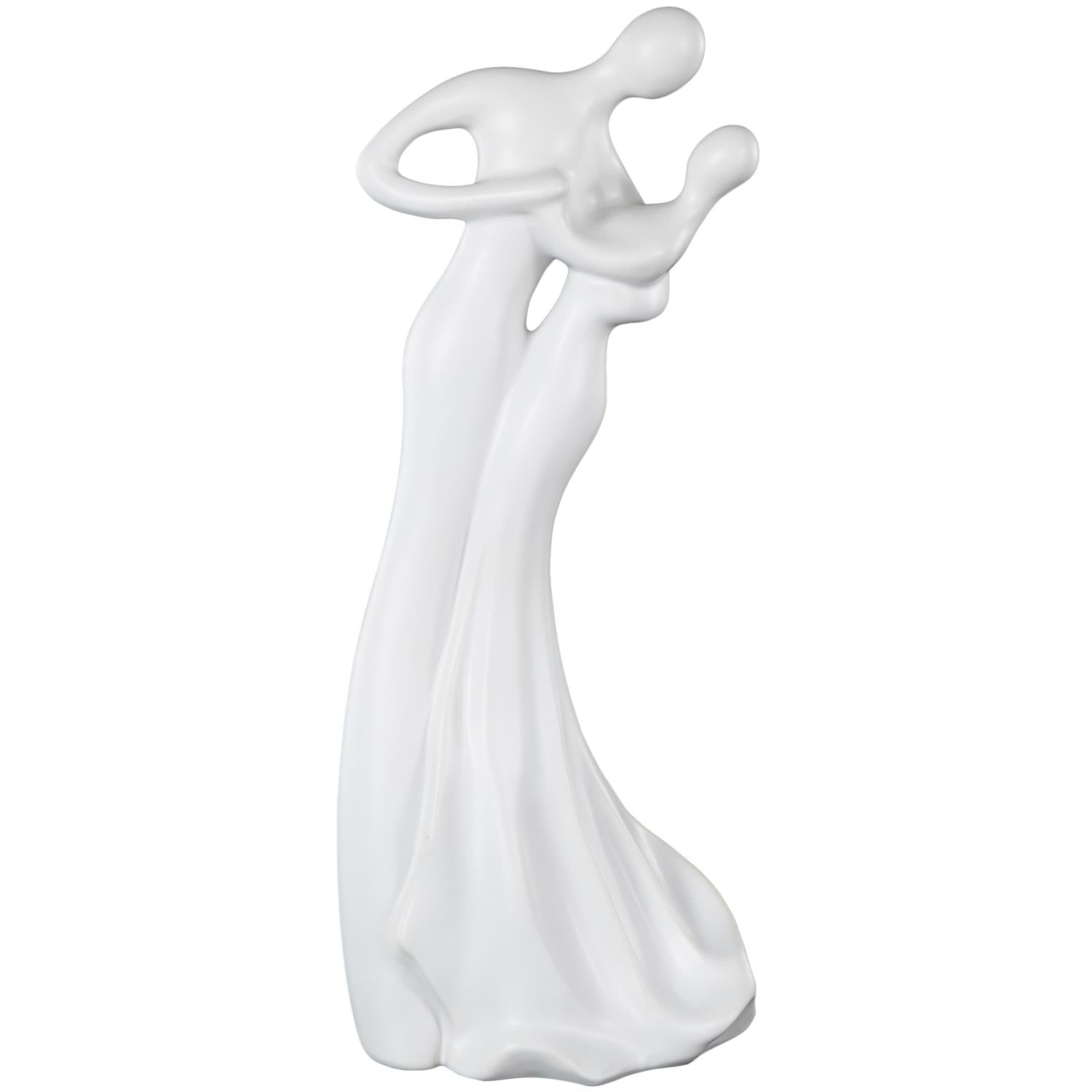 Escultura Pareja Bailando Blanca Ceramica 7" x 4" x 18"