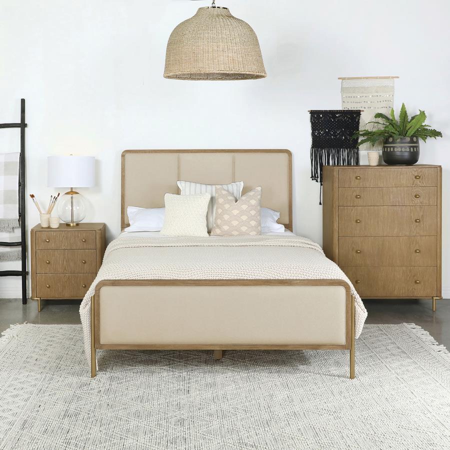 Cama tapizada beige ARINI Queen (US)