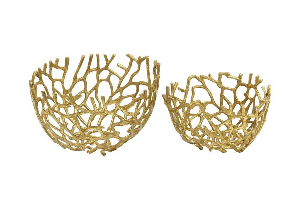 Gold Metal Coral Handmade Cutout Decorative Bowl