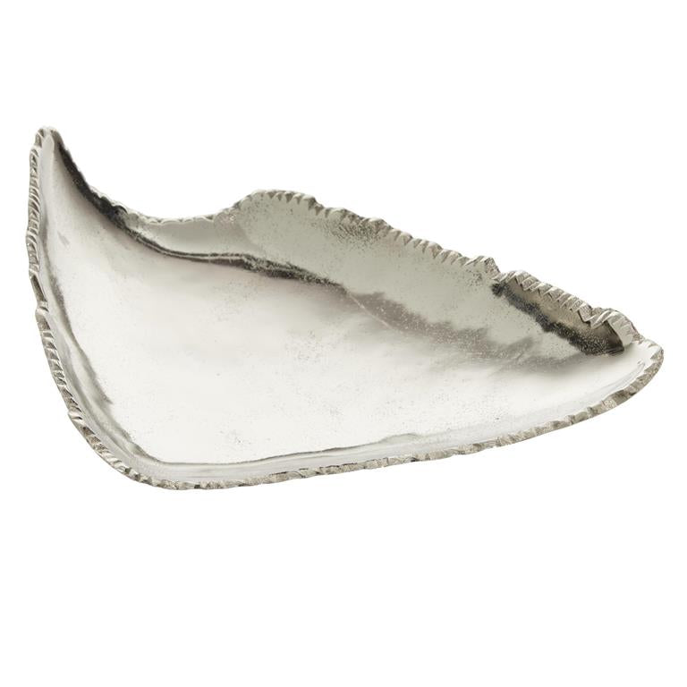 Silver Aluminum Metal Live Edge Tray, 16" X 11" X 5"