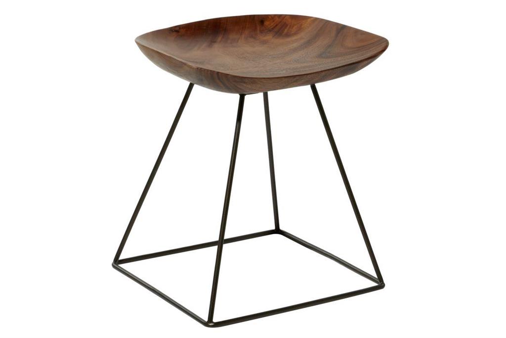 Banco de madera base metal 17"W, 20"H
