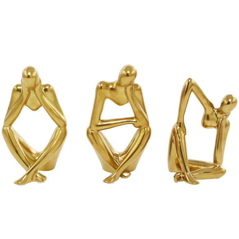 ESCULTURA DORADA PERSONA PENSANDO 4"W, 8"H