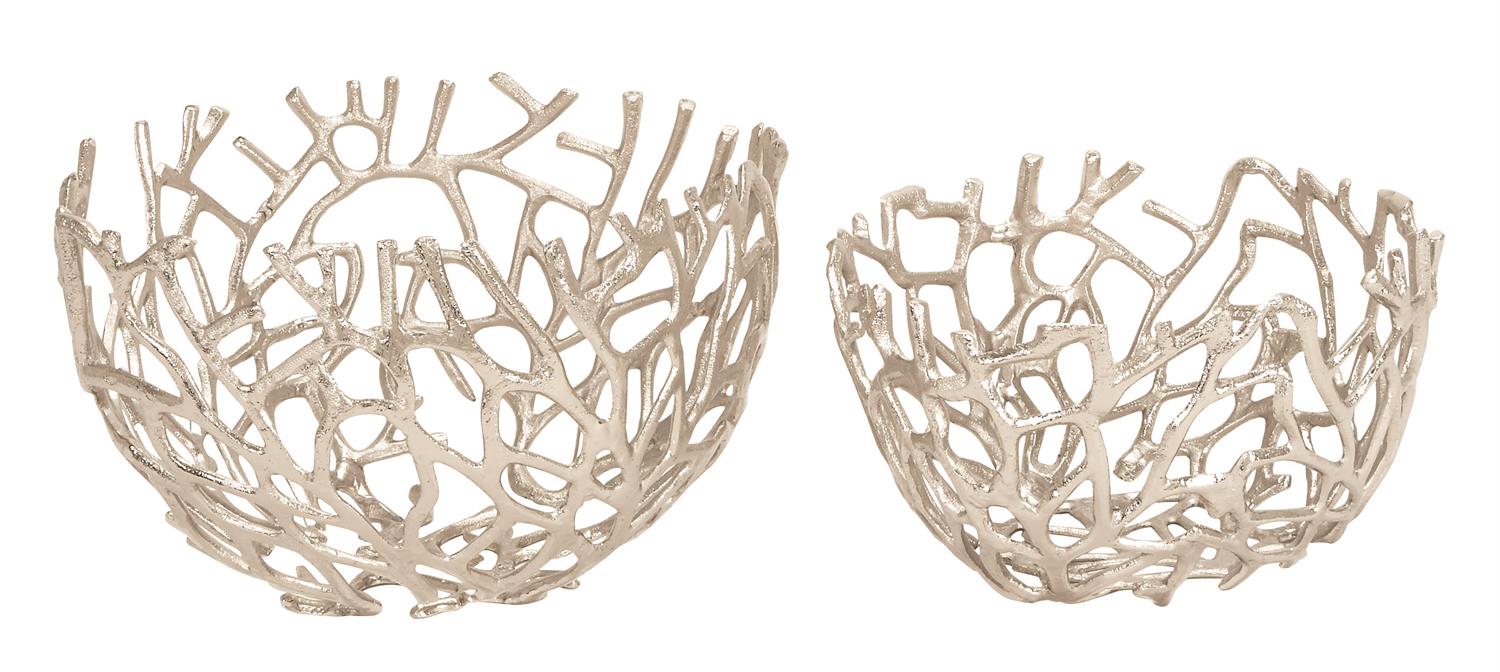 Silver Metal Coral Handmade Decorative Bowl