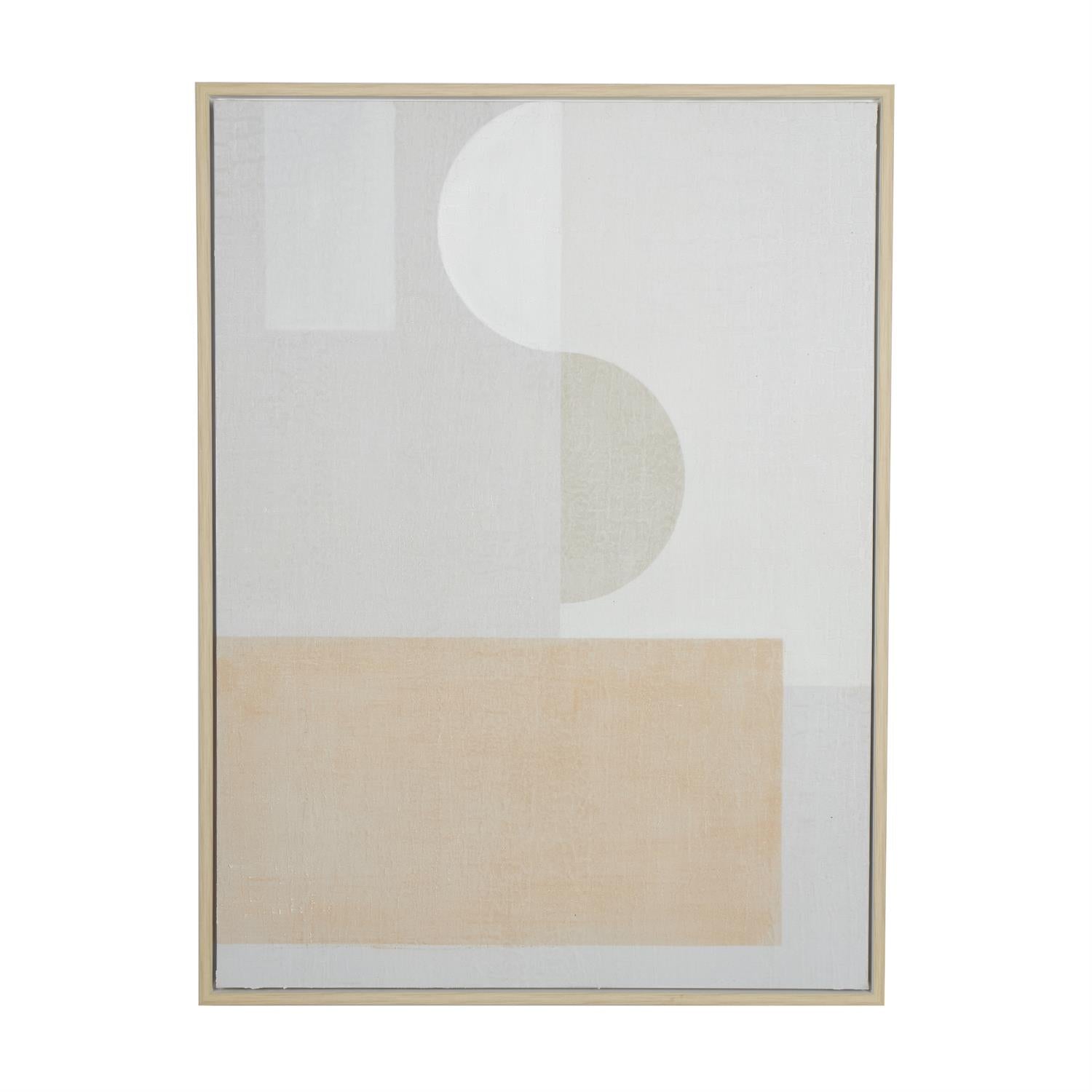 The Novogratz Cream Canvas Abstract Minimalist Mid Century Modern Framed Wall Art with Peach Accents