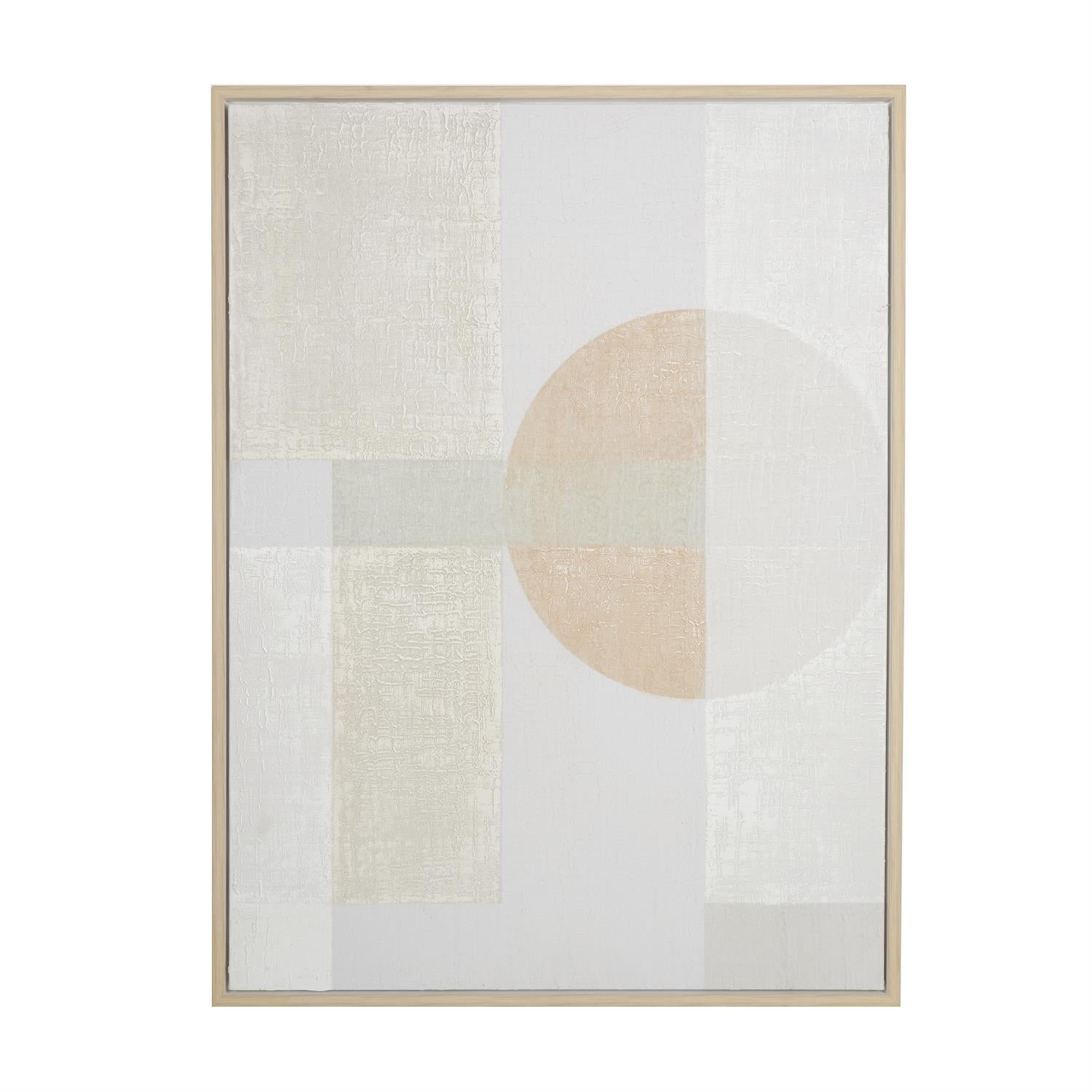 The Novogratz Cream Canvas Abstract Minimalist Mid Century Modern Framed Wall Art with Peach Accents