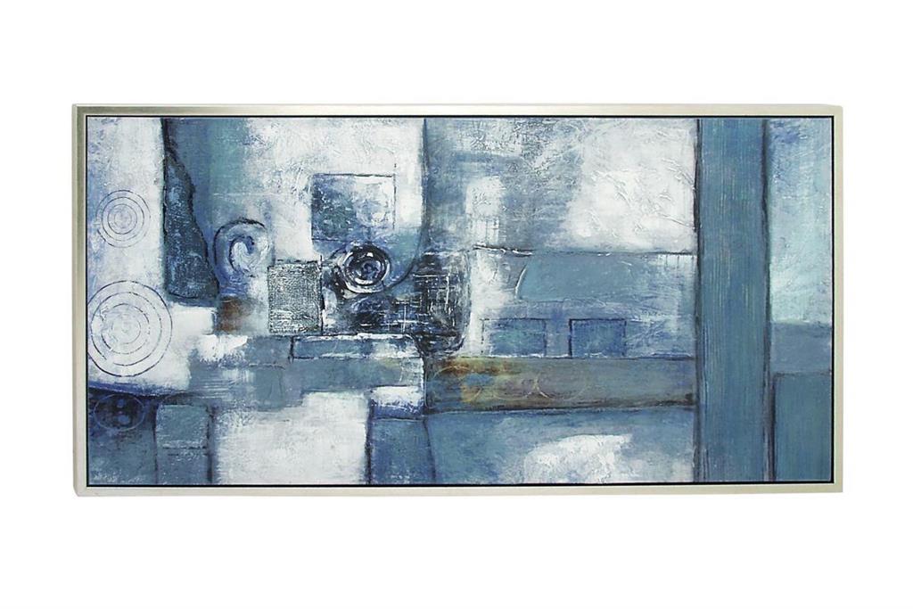 Gray Canvas Abstract Framed Wall Art with Silver Frame