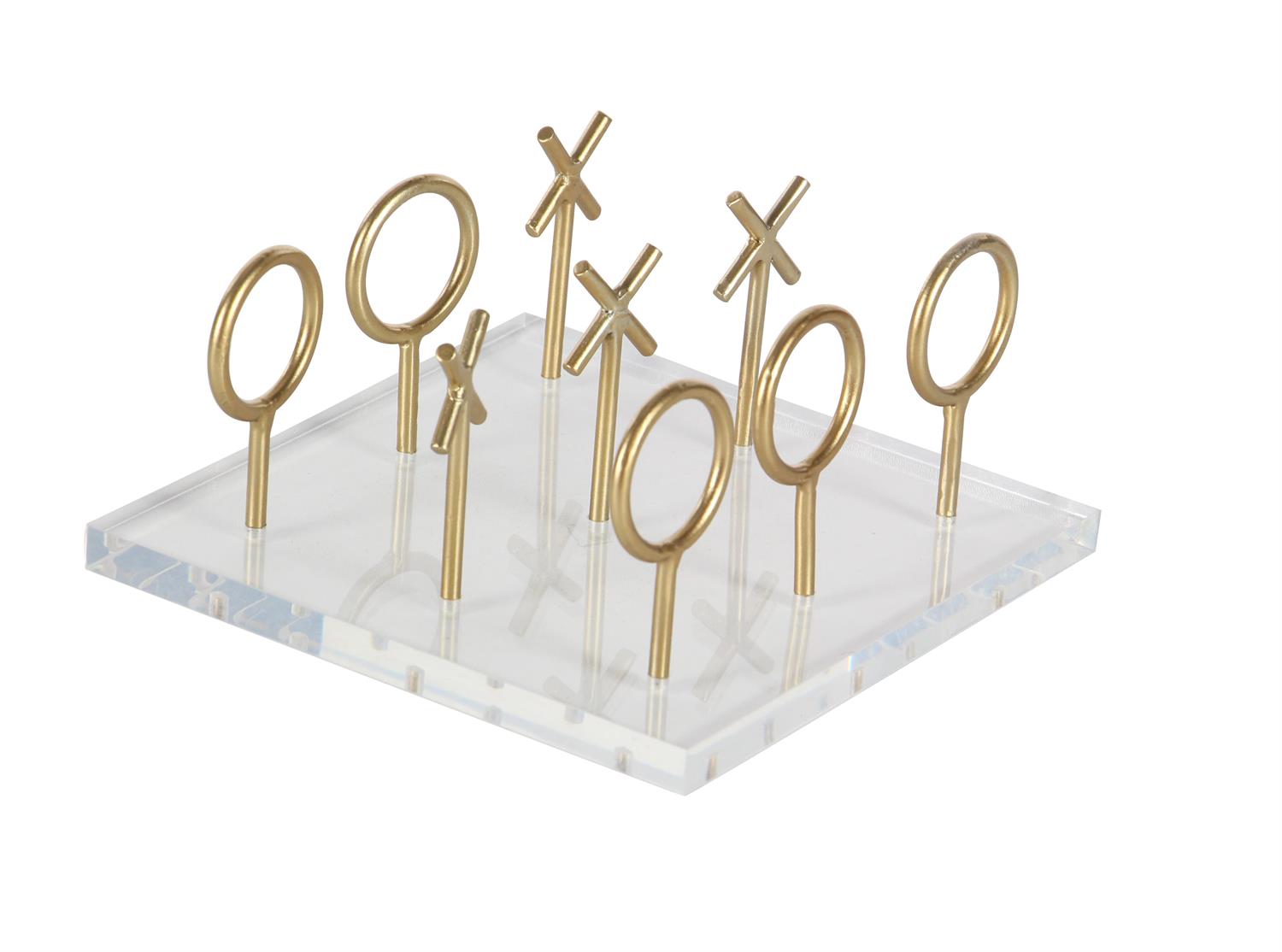 Gold Acrylic Plastic Tic Tac Toe Game Set with Gold Stick Pieces