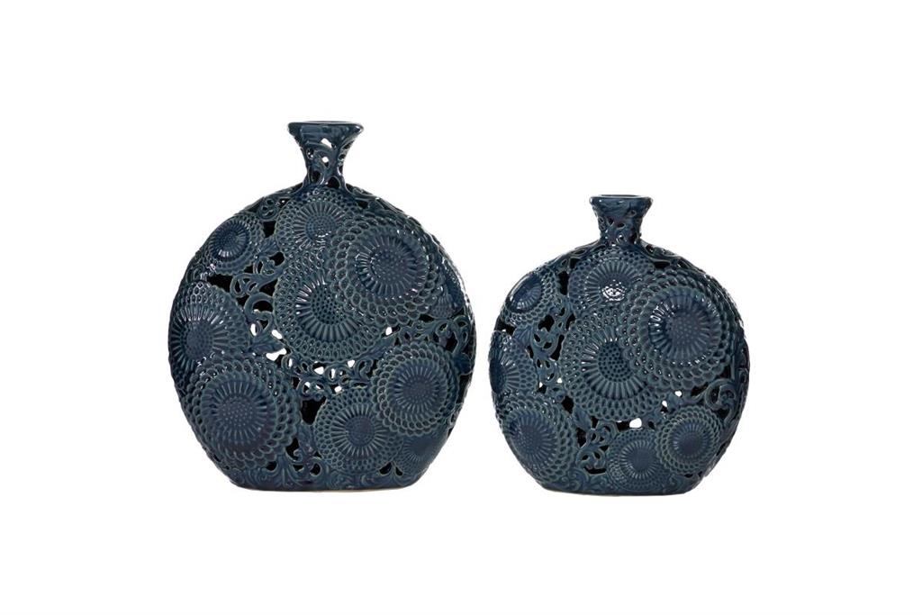 CER BLUE VASE S/2 16", 13"H
