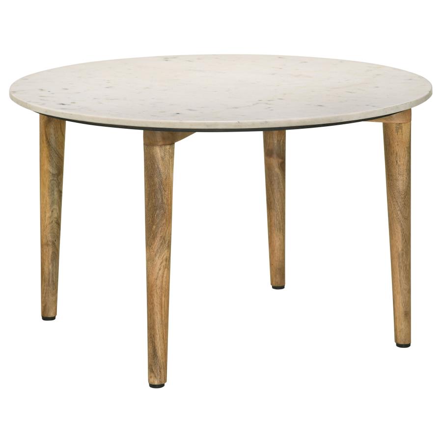 Mesa de centro ALDIS D76cm, mármol blanco