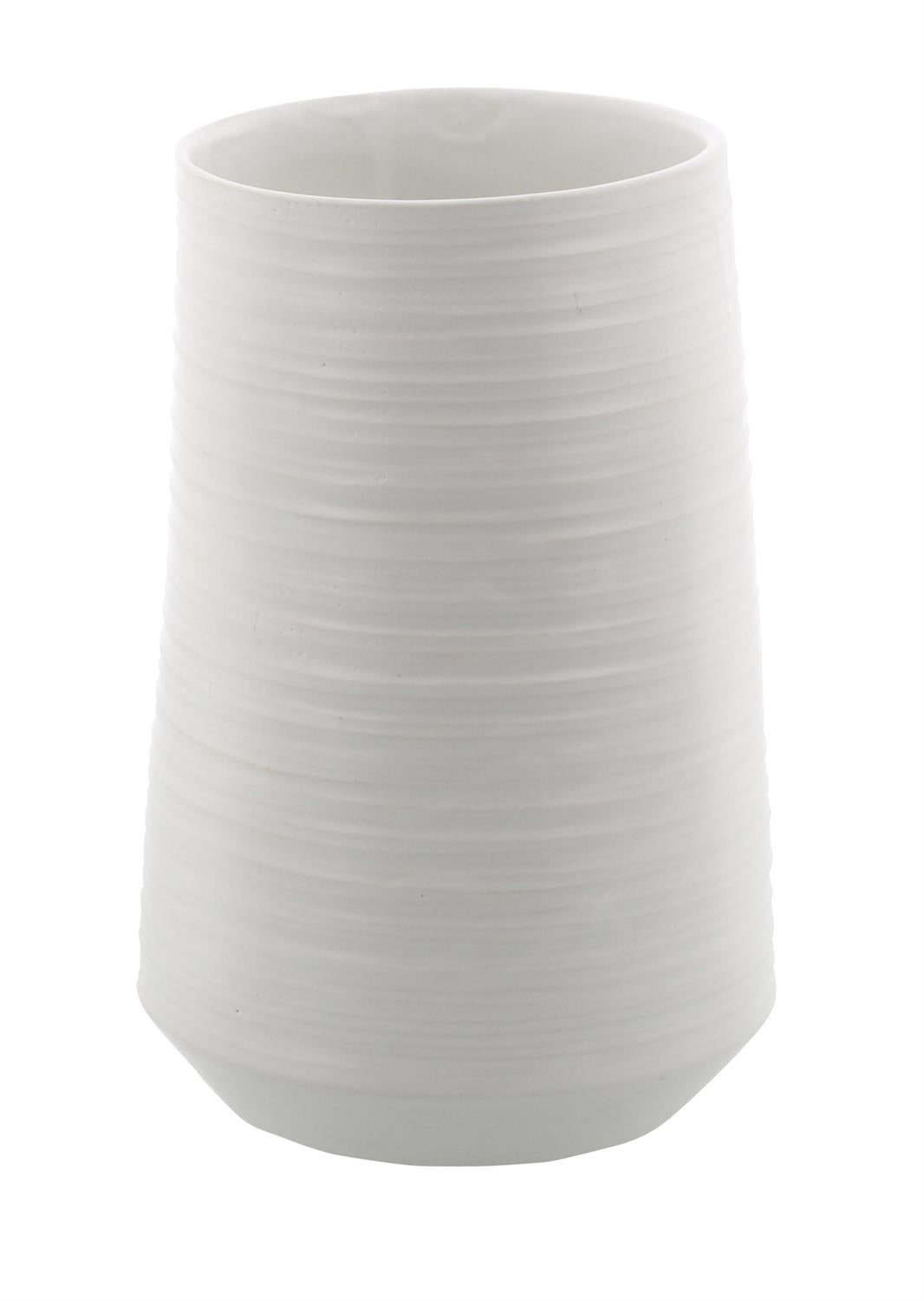 White Porcelain Ceramic Ribbed Vase