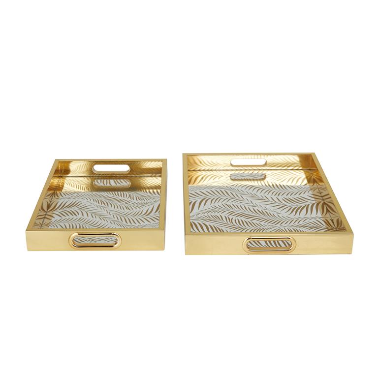 Gold Plastic Geometric Mirrored Tray