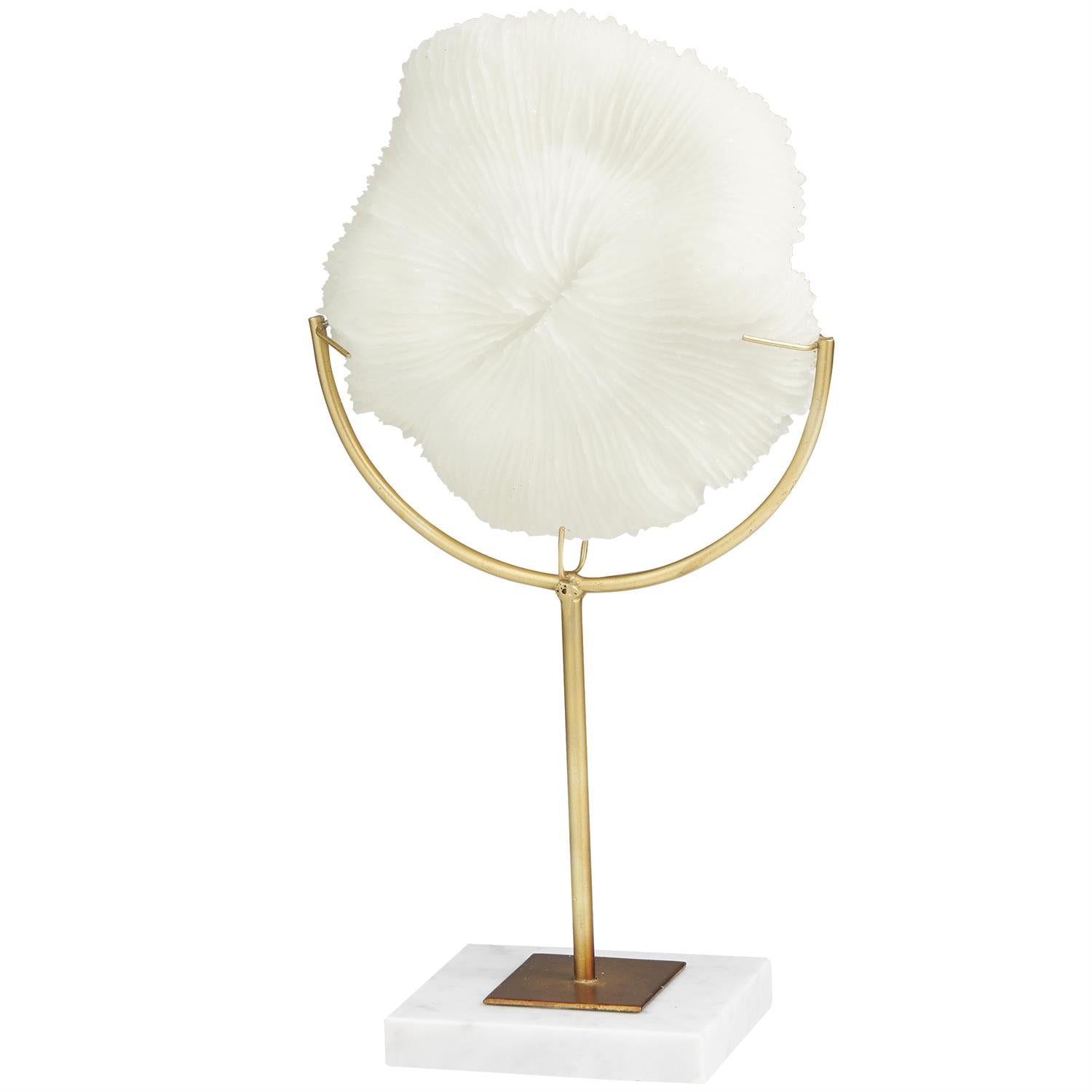 The Novogratz Cream Polystone Coral Handmade Sculpture with Marble Base