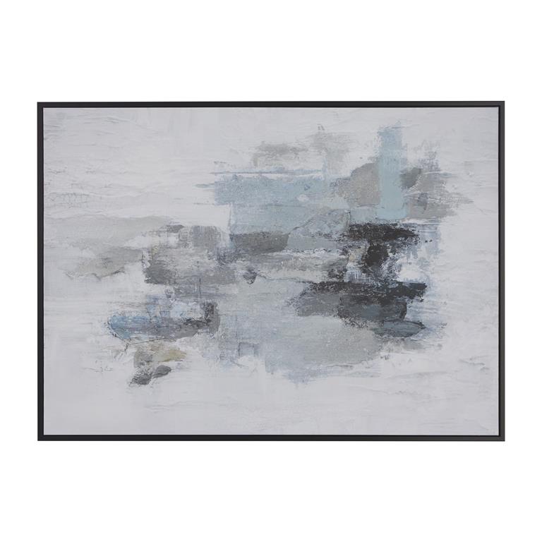 Blue Canvas Abstract Framed Wall Art with Black Frame