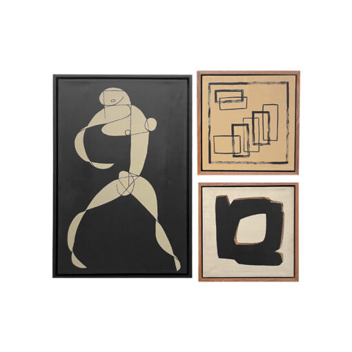 CUADRO EDUR SET 3 PZAS 80X120X06 M NEGRO/CANVAS 60X60X06 (2 PZAS) M NATURAL/CANVAS