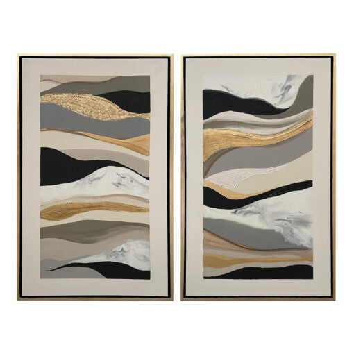 CUADRO FLAED SET 2 PZAS 90X150X06 M ORO/CANVAS