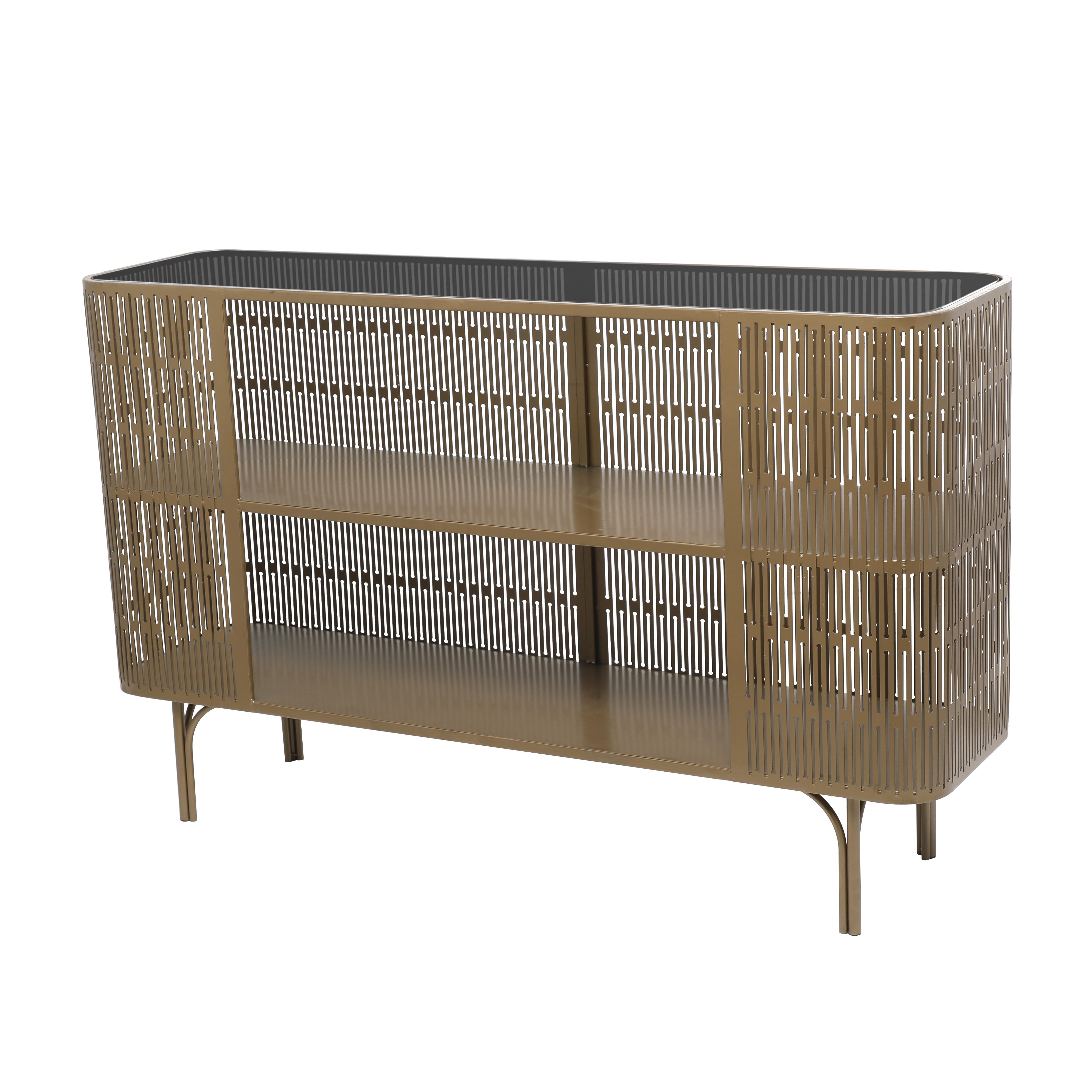 Consola de metal con cristal 47"W, 30"H
