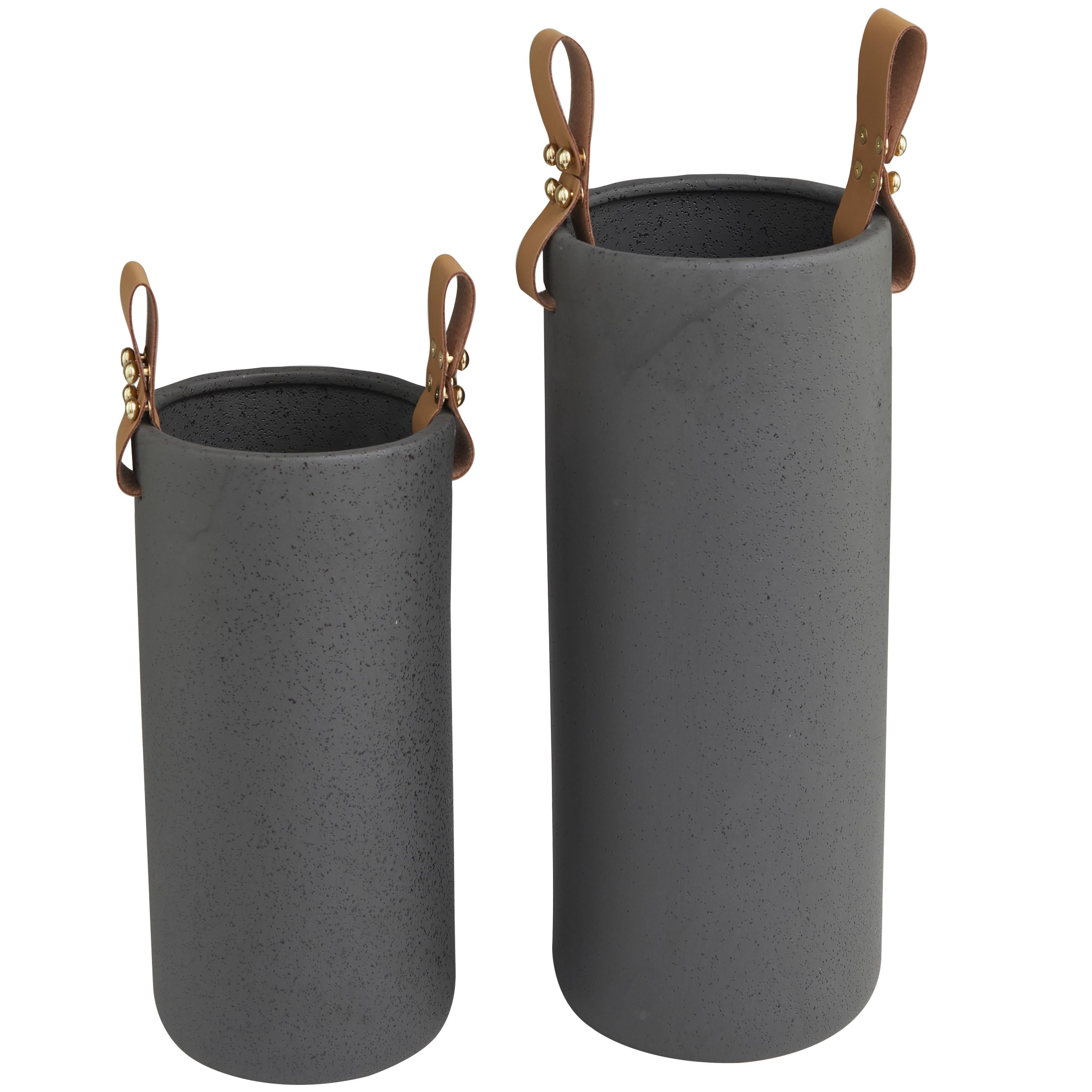 Floreros 2Pz Negros Ceramica 15", 12"H