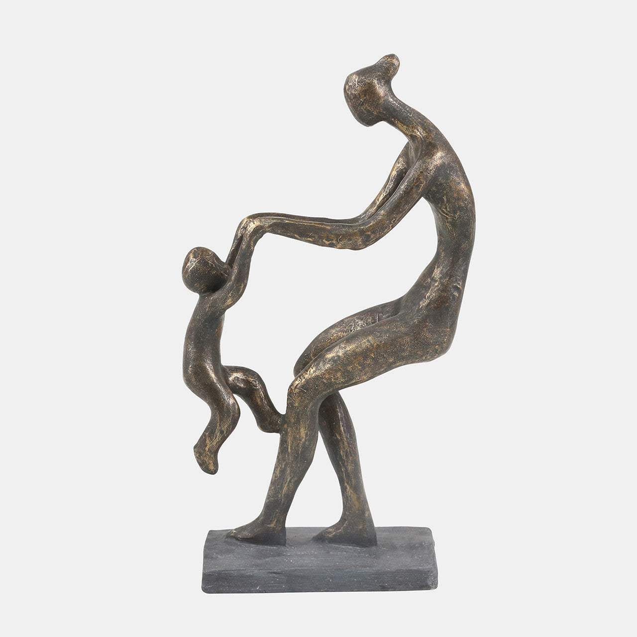 POLYRESIN 12" MOTHER & CHILD SCULPTURE, BRONZE