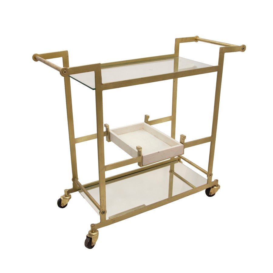 Carrito de servicio metal con repisas de espejo 34”