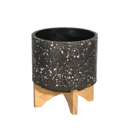 TERRAZO 8" PLANTER ON STAND, GRAY