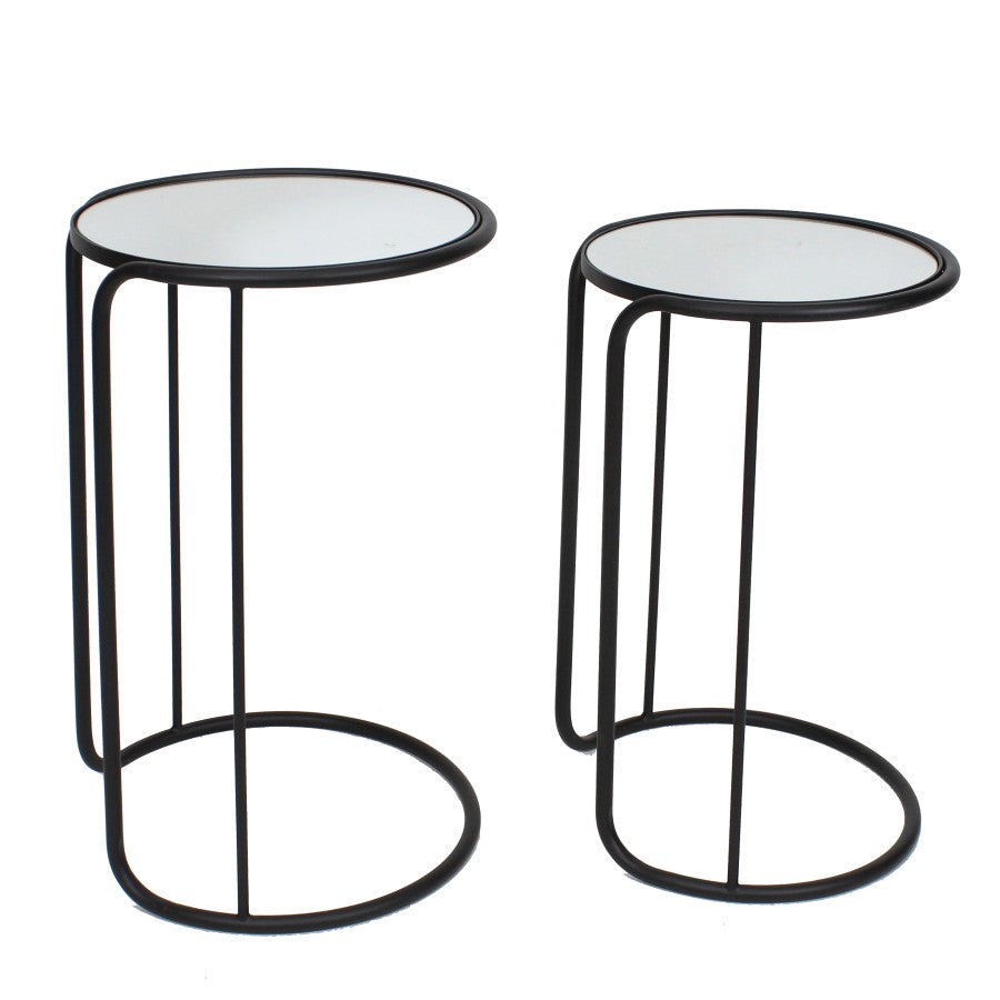 Mesas auxiliares 2Pzs Metal y espejo set 23” y 25”
