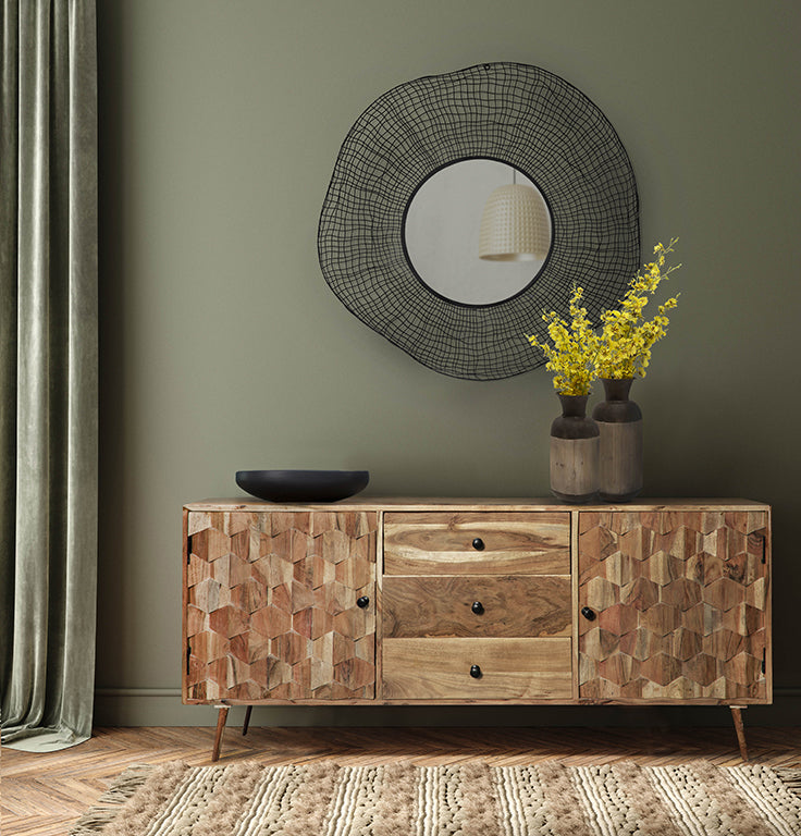 LILLIE GABINETE Madera sólida de Acacia 57"L, Natural
