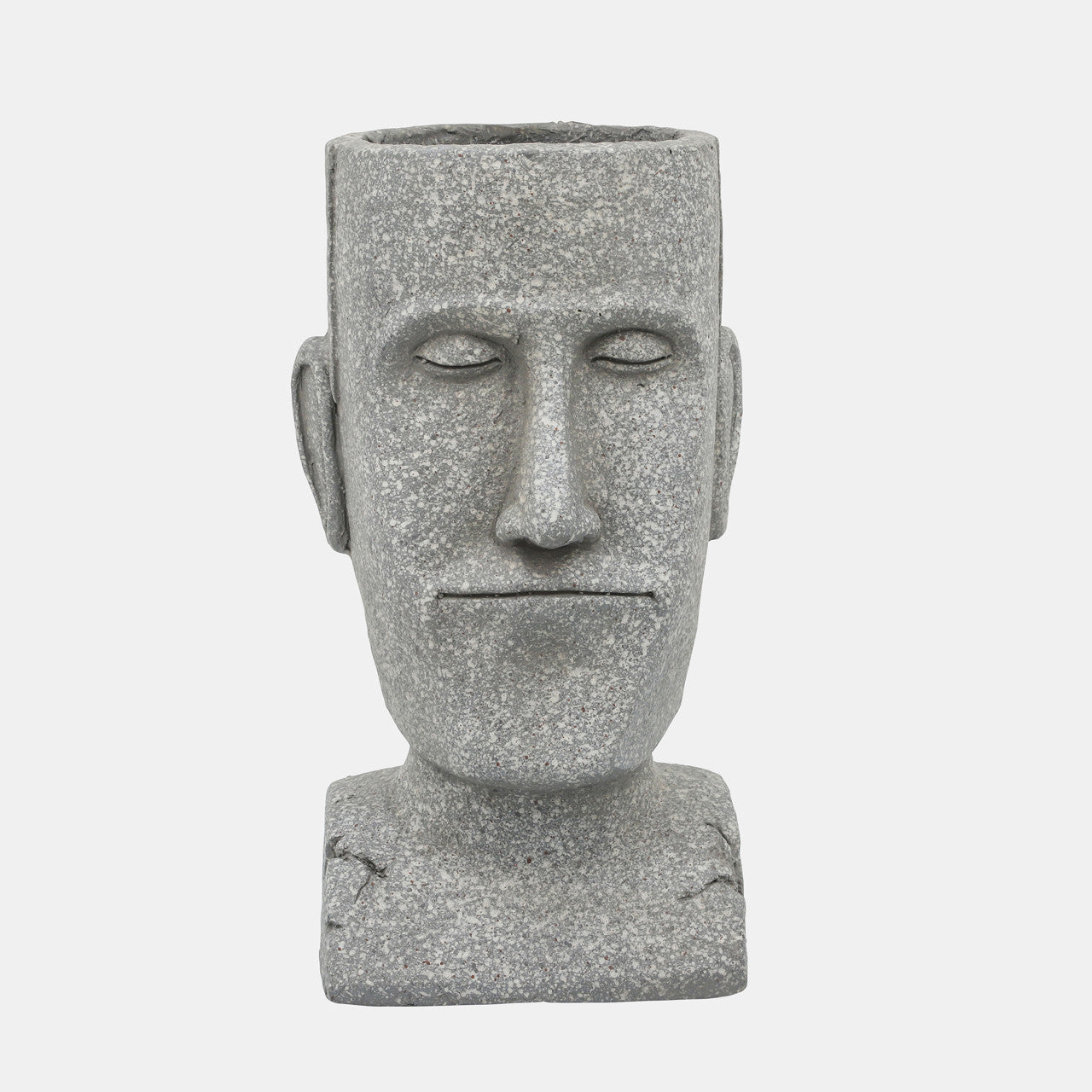 MACETERO DE RESINA CABEZA DE HOMBRE /10" GRIS
