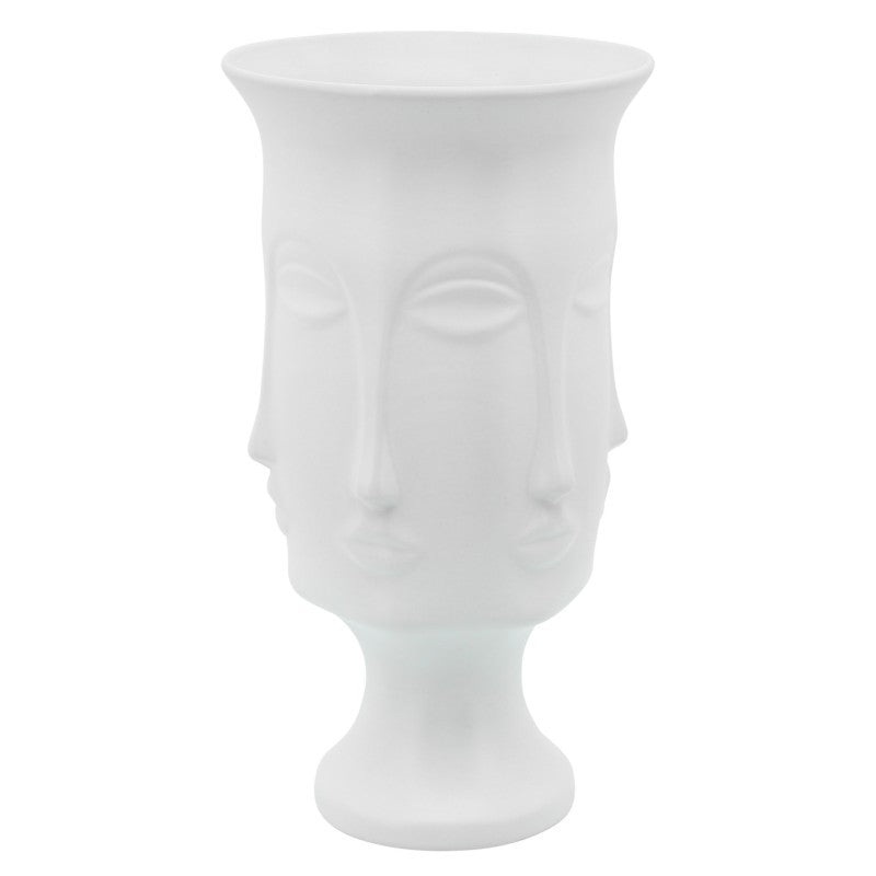 FLORERO DE CERÁMICA MULTI-CARAS/ 15" BLANCO