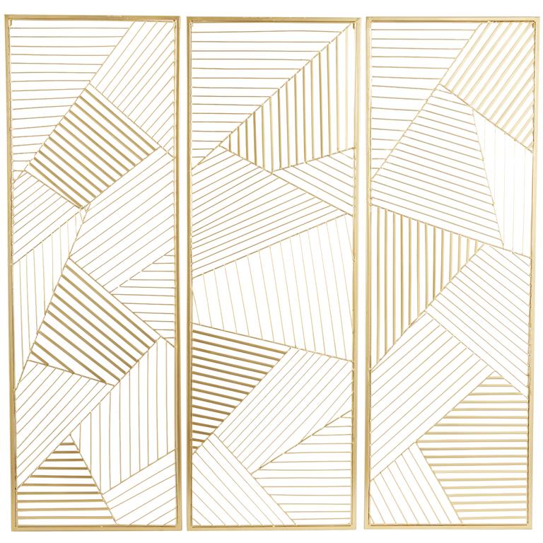 Gold Metal Geometric Wall Decor Set of 3 .40 ancho x 1.21 largo c/u