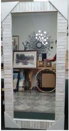 Espejo de pared 34"x 1.25"x 68" con marco de madera, blanco