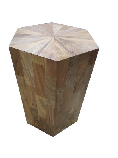Mesita auxiliar hexagonal de madera, natural