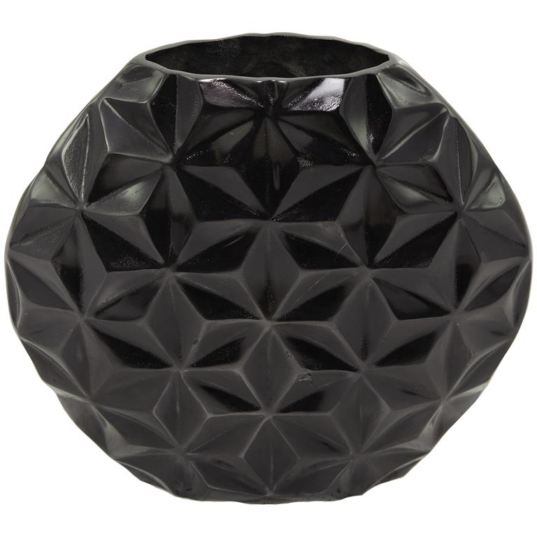 Black Aluminum Modern Abstract Vase, 14" x 5" x 13"