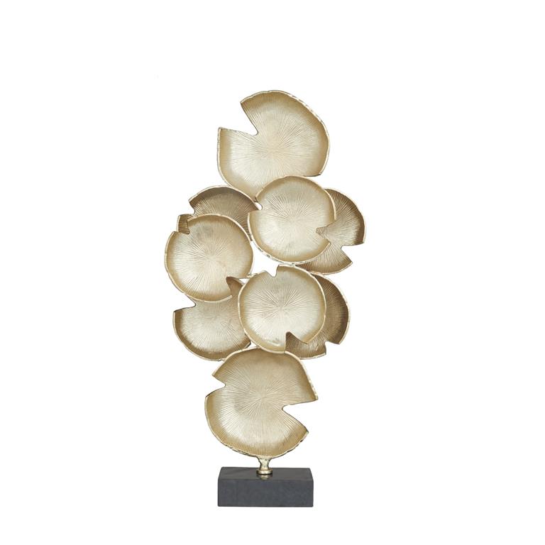 Gold Aluminum Contemporary Abstract Sculpture, 16" x 5" x 32"