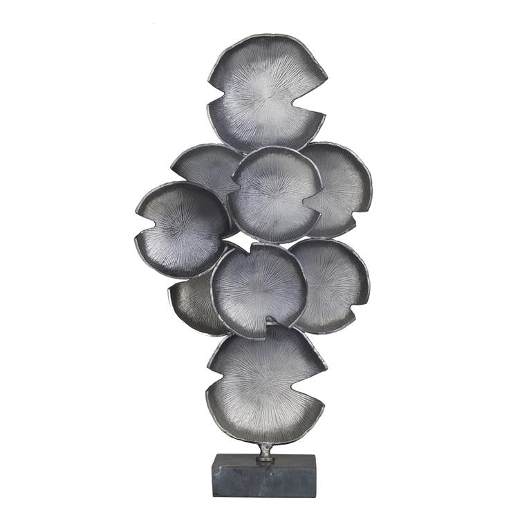 Grey Aluminum Contemporary Abstract Sculpture, 16" x 5" x 32"