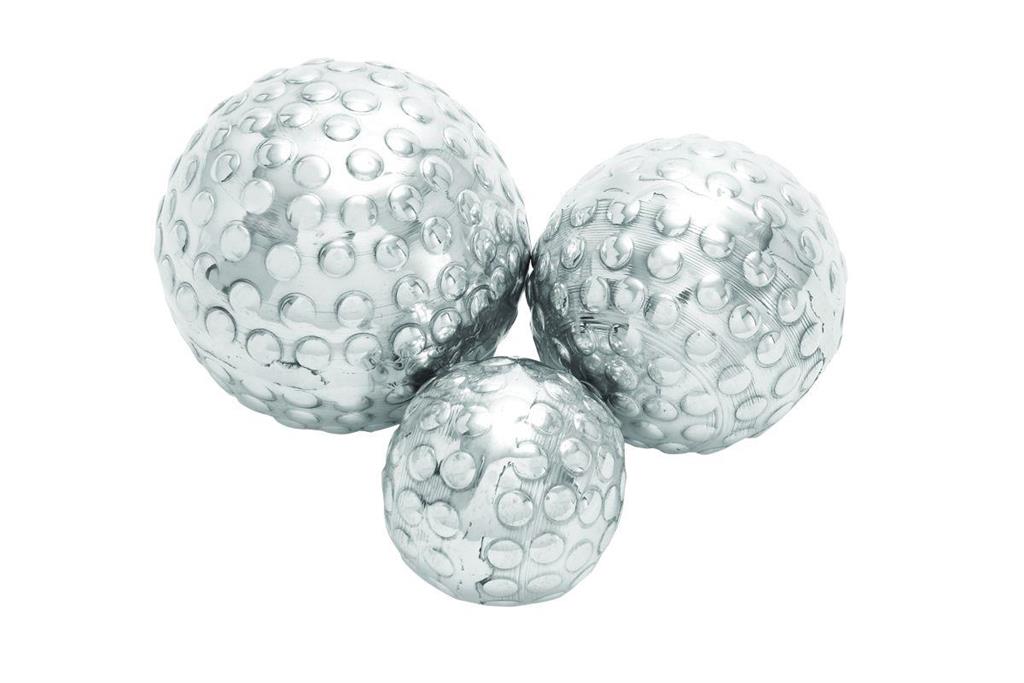 Silver Aluminum Hammered Orbs & Vase Filler, Set of 3 4", 4",3"