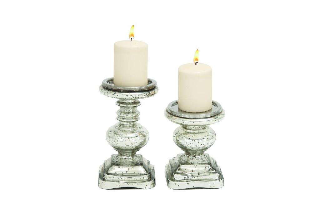 Silver Glass Handmade Turned Style Pillar