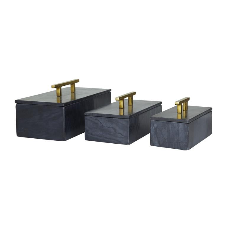 Black Marble Modern Box, LARGE 12"