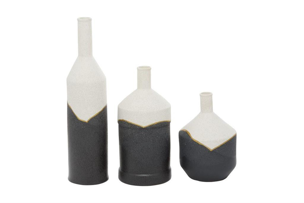Black Ceramic Vase, Set of 3 17", 12", 9"H