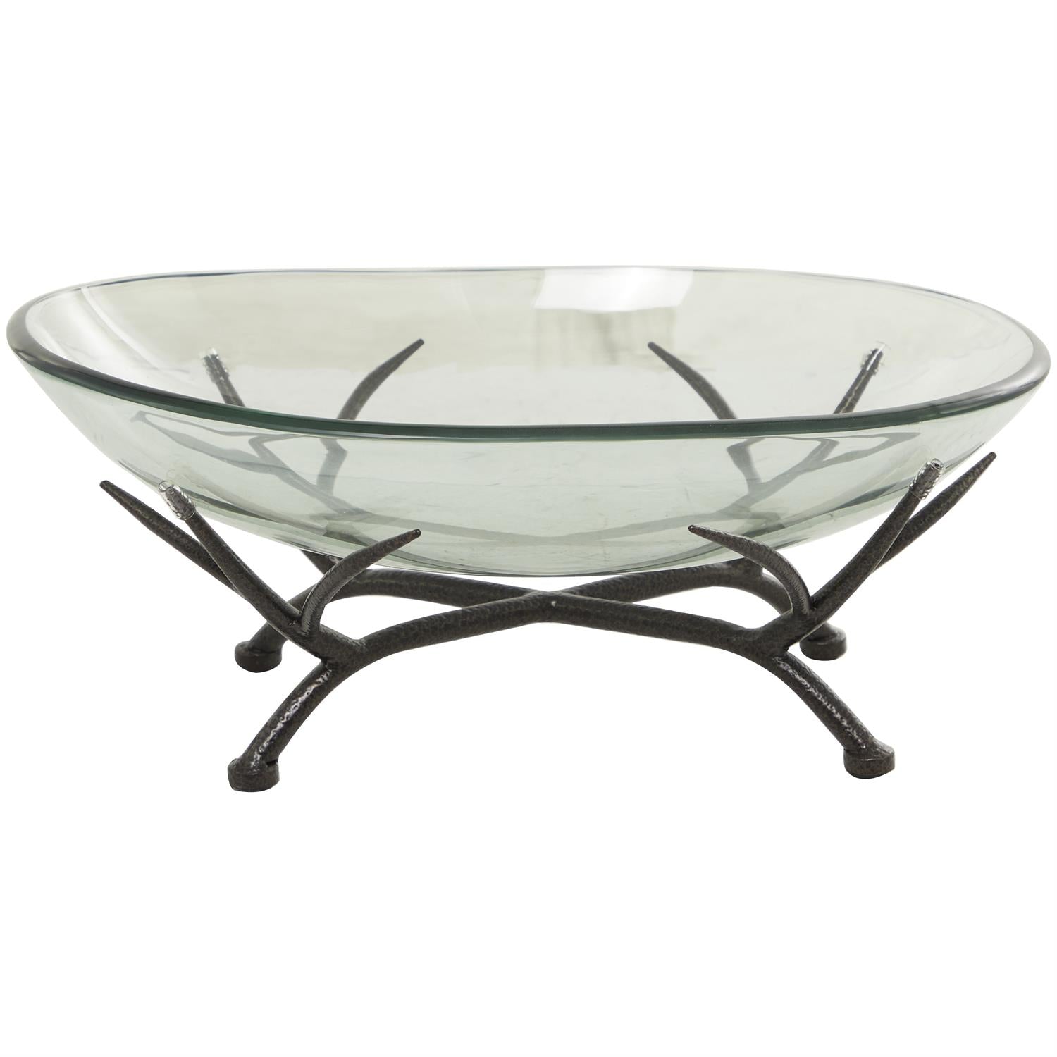 Clear Glass Kitchen Serving Bowl with Black Metal Bra