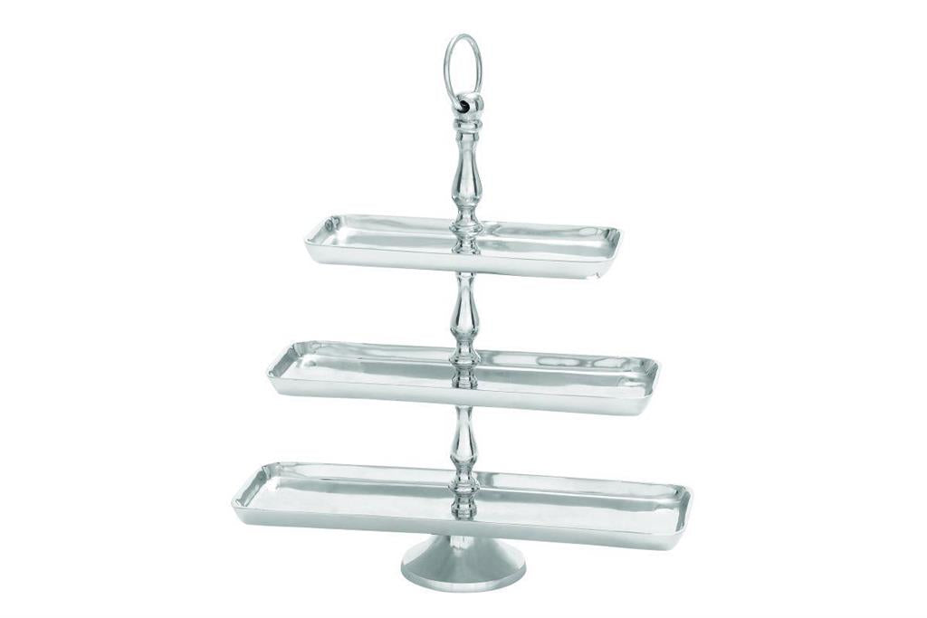 Silver Aluminum 3 Level Tiered Server, 18" x 6" x 19"