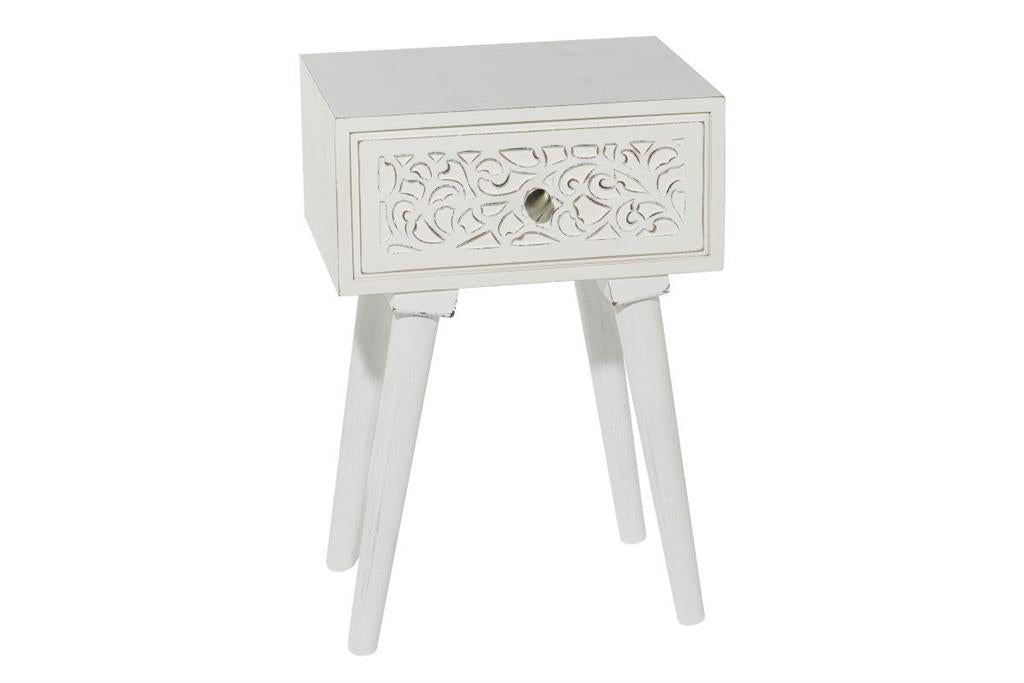 White Wood Farmhouse Accent Table, 16" x 13" x 24"